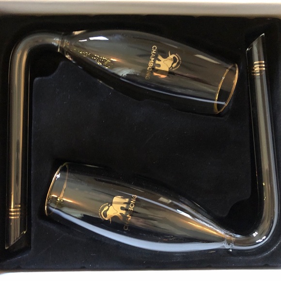 Other - Chambong Classic Champagne Shooters, set of 2, with Wooden Stand, NEW